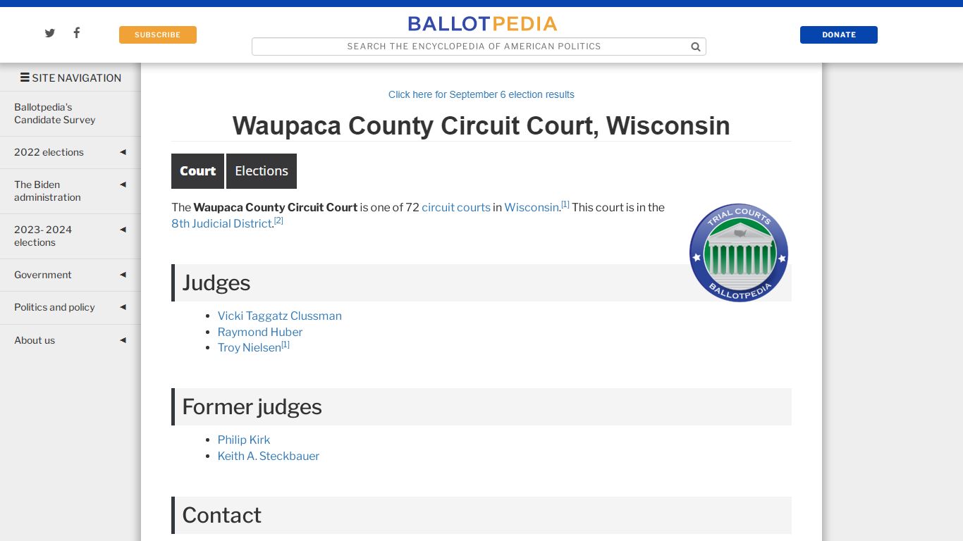 Waupaca County Circuit Court, Wisconsin - Ballotpedia